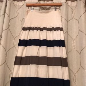 Striped strapless maxi
